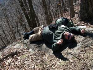 I promised I'd leave him anonymous, but this is hiking bliss on top of Blood Mountain