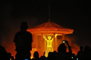 The burning of  the man at burning man
